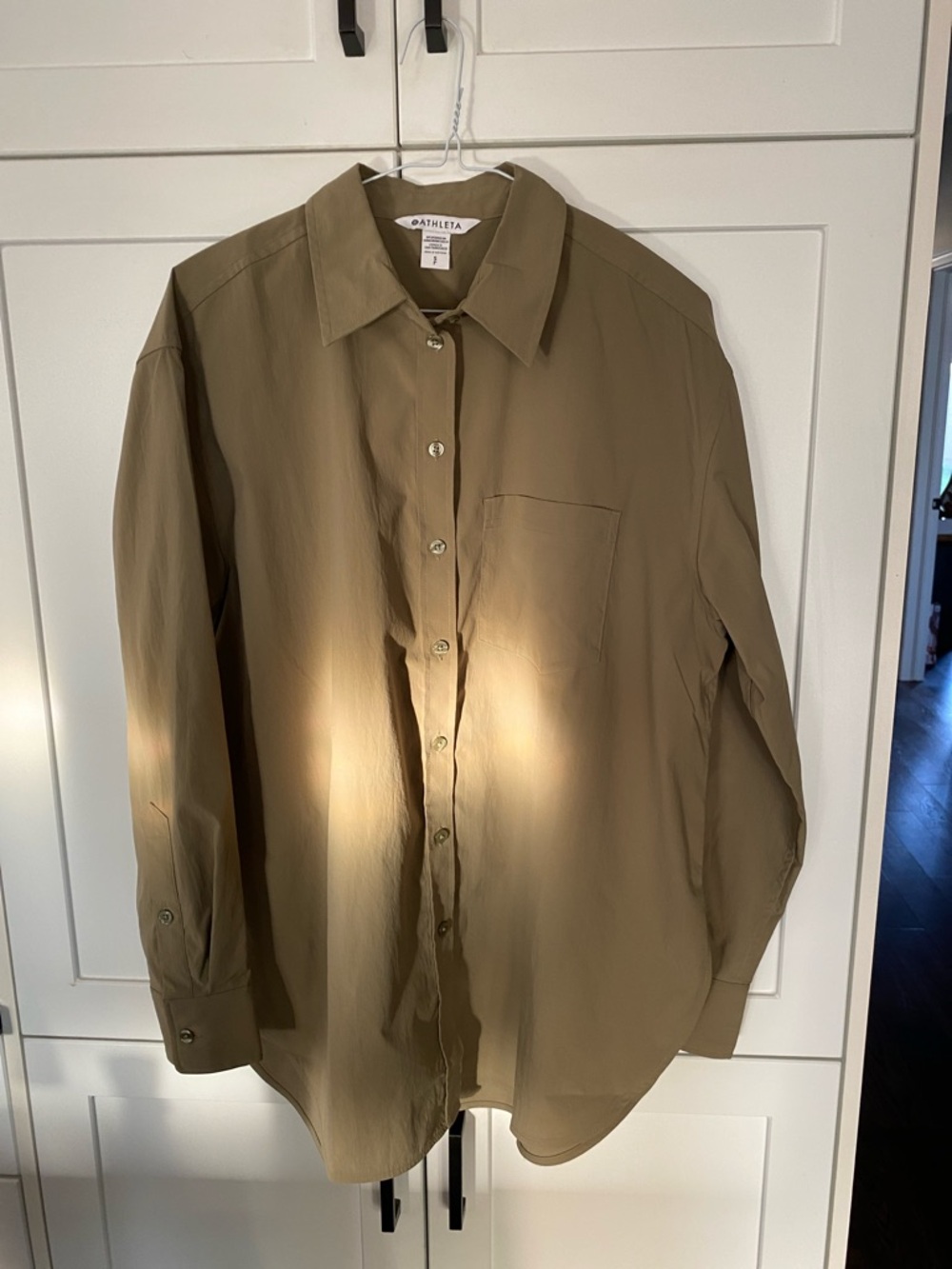 Athleta Relaxed Button-Up Shirt in Olive Green